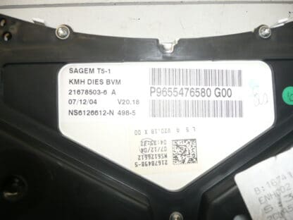 Tachymètre Peugeot 307 198tis km 9655476580 G00